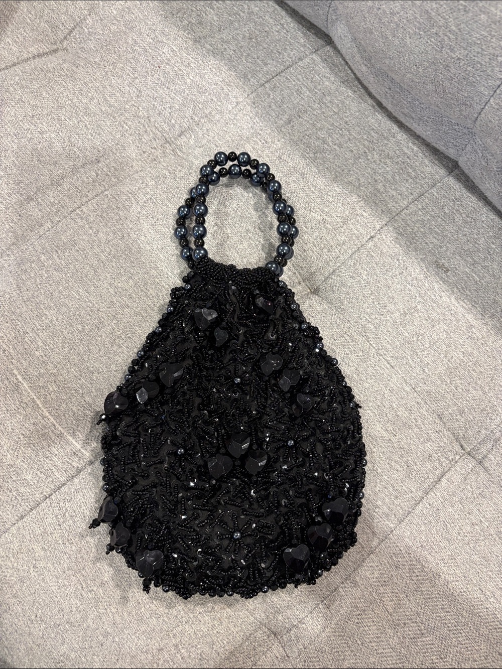 149 Black Beaded Handbag with Beaded Handle